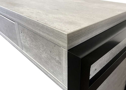 Martin Furniture- Mason- Modern Wood Laminate Open L-Desk & Return, Writing Table, L-shaped Office Desk With Drawers, Concrete Gray -MNC386R-KIT veiw 3