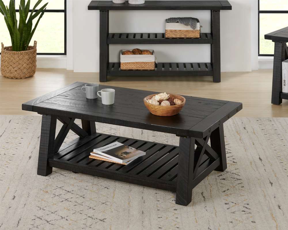 Martin Svensson Home -  Bolton 50in Solid Wood Coffee Table, Black Stain - 840122 veiw 3