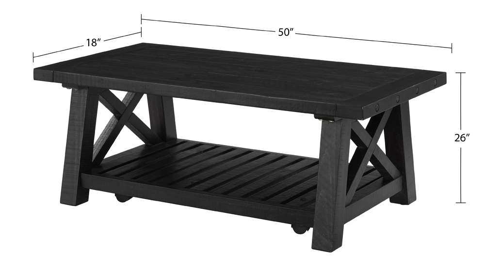 Martin Svensson Home -  Bolton 50in Solid Wood Coffee Table, Black Stain - 840122 veiw 4
