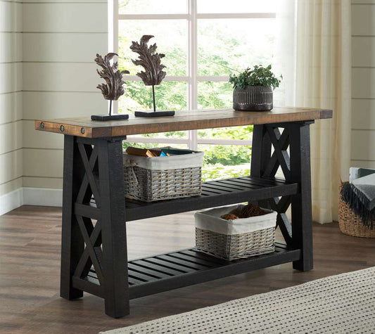 Martin Svensson Home -  Bolton 55in Solid Wood Sofa Table, Black Stain and Natural  - 840145 veiw 1