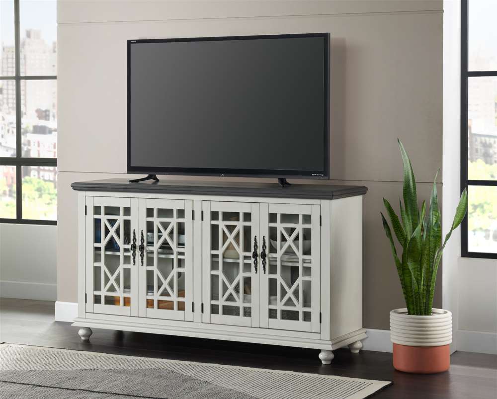 Martin Svensson Home -  Elegant 63in TV Stand, White with Grey Top - 91009 veiw 3