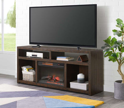 Martin Svensson Home -  Lexington Rectangular 70in Solid Wood TV Stand, Dark Mocha with Fireplace - 903028F veiw 1