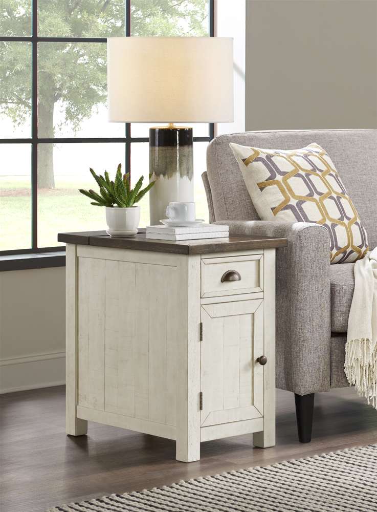 Martin Svensson Home -  Monterey Chairside Table with Power, Cream White and Brown - 890676 veiw 1