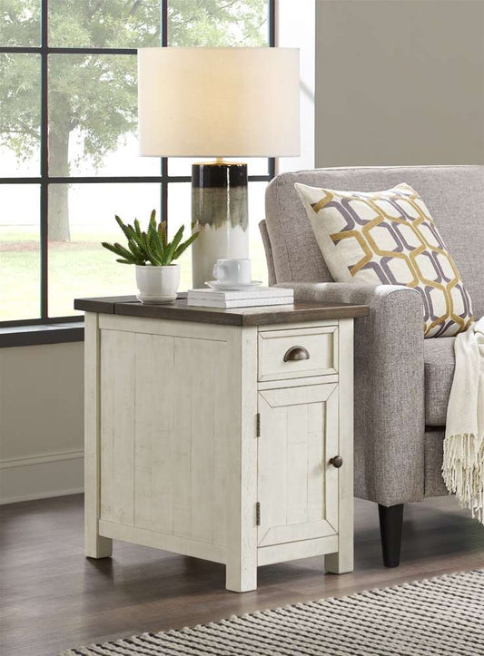 Martin Svensson Home -  Monterey Chairside Table with Power, Cream White and Brown - 890676 veiw 1