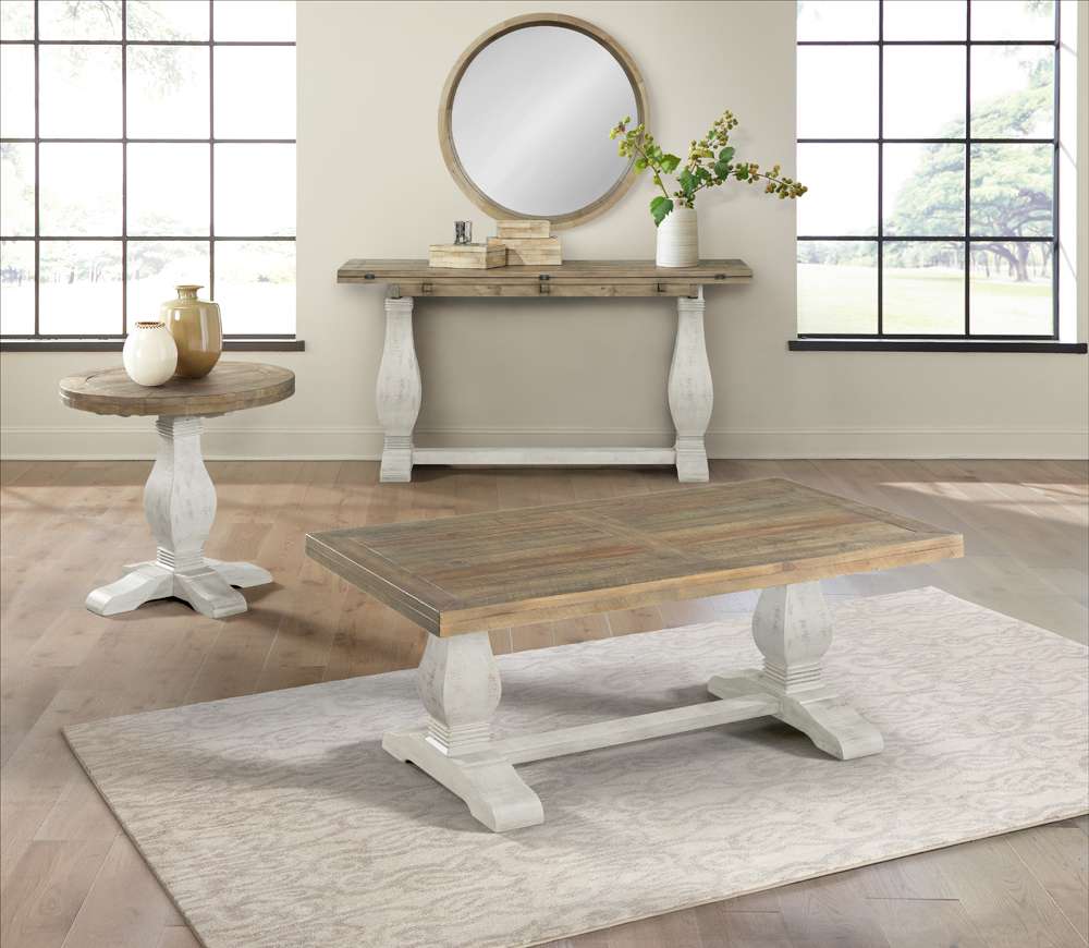 Martin Svensson Home -  Napa Pedestal Coffee Table, White Stain and Reclaimed Natural - 860126 veiw 3
