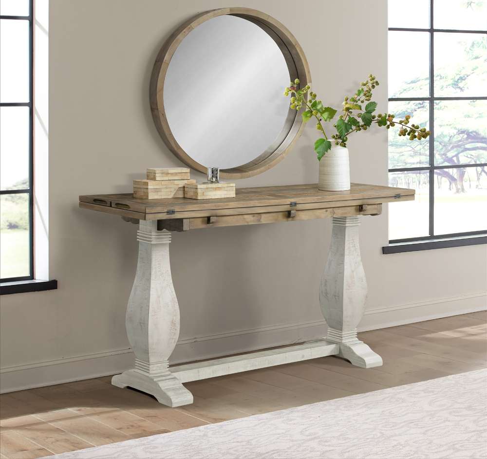 Martin Svensson Home -  Napa Pedestal Flip Top Sofa Table, White Stain and Reclaimed Natural - 860156 veiw 3