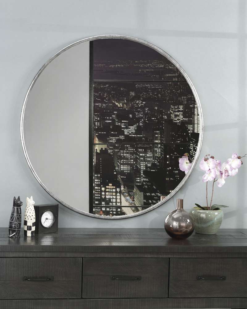 Martin Svensson Home -  Round 36in Antique Pewter Framed Round Wall Mirror - 120262 veiw 1