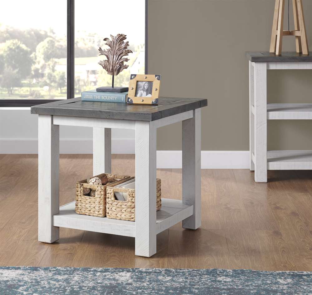 Martin Svensson Home -  Space Saver Solid Wood End Table, White Stain and Grey - 899935 veiw 1