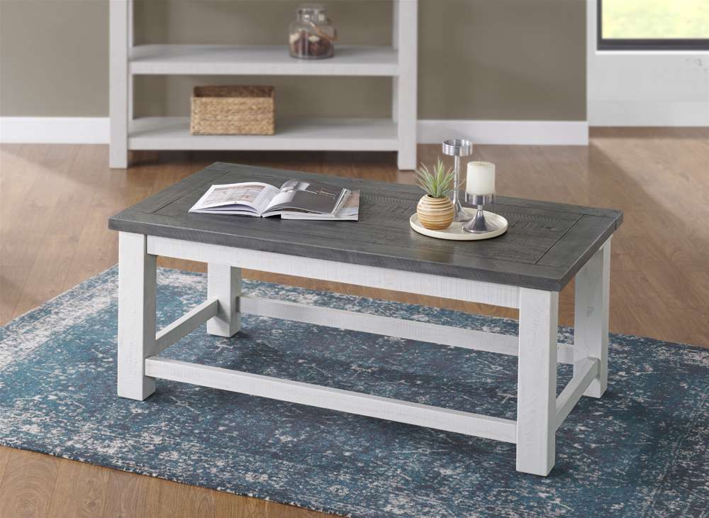 Martin Svensson Home -  Space Saver Solid Wood Lift Top Coffee Table, White Stand and Grey - 899925 veiw 3