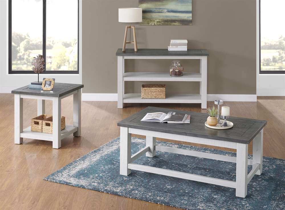 Martin Svensson Home -  Space Saver Solid Wood Lift Top Coffee Table, White Stand and Grey - 899925 veiw 6
