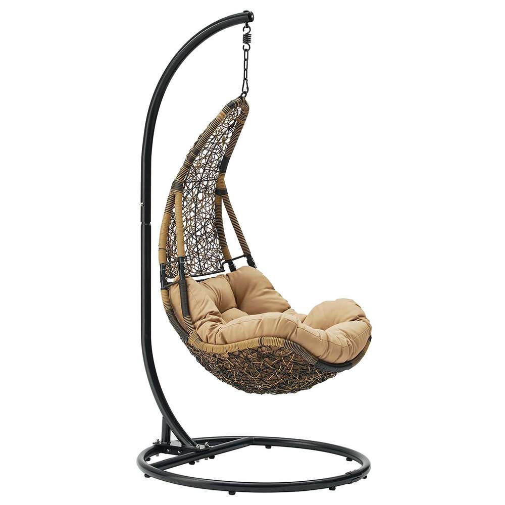 Modway - Abate Wicker Rattan Outdoor Patio Swing Chair - EEI-2276-BLK-MOC-SET veiw 1