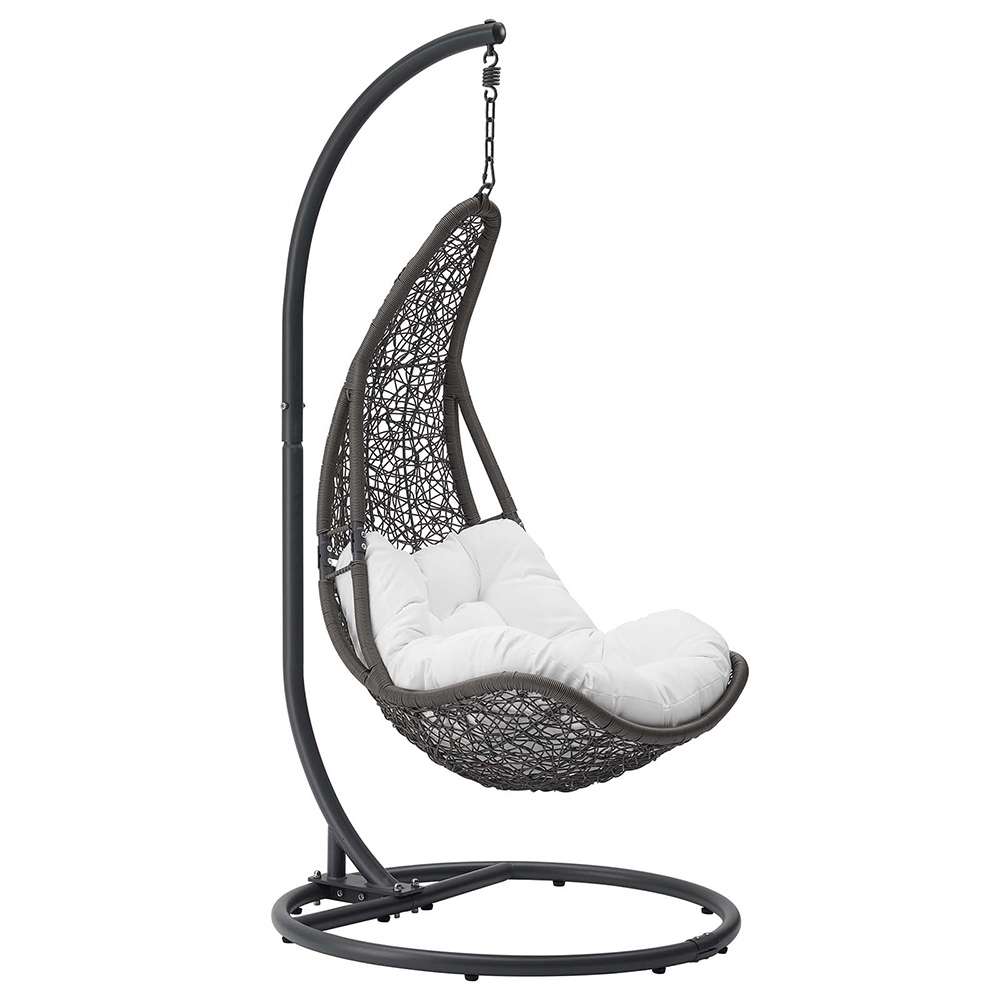 Modway - Abate Wicker Rattan Outdoor Patio Swing Chair - EEI-2276-GRY-WHI-SET veiw 1
