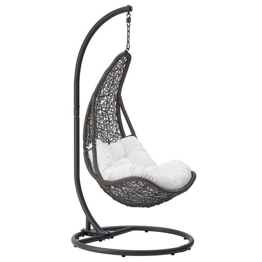 Modway - Abate Wicker Rattan Outdoor Patio Swing Chair - EEI-2276-GRY-WHI-SET veiw 1
