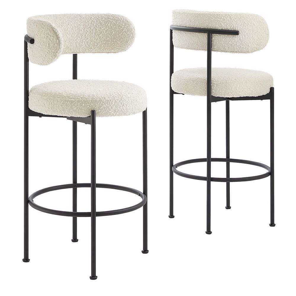 Modway - Albie Boucle Fabric Bar Stools - (Set of 2) - EEI-6520-IVO-BLK veiw 1