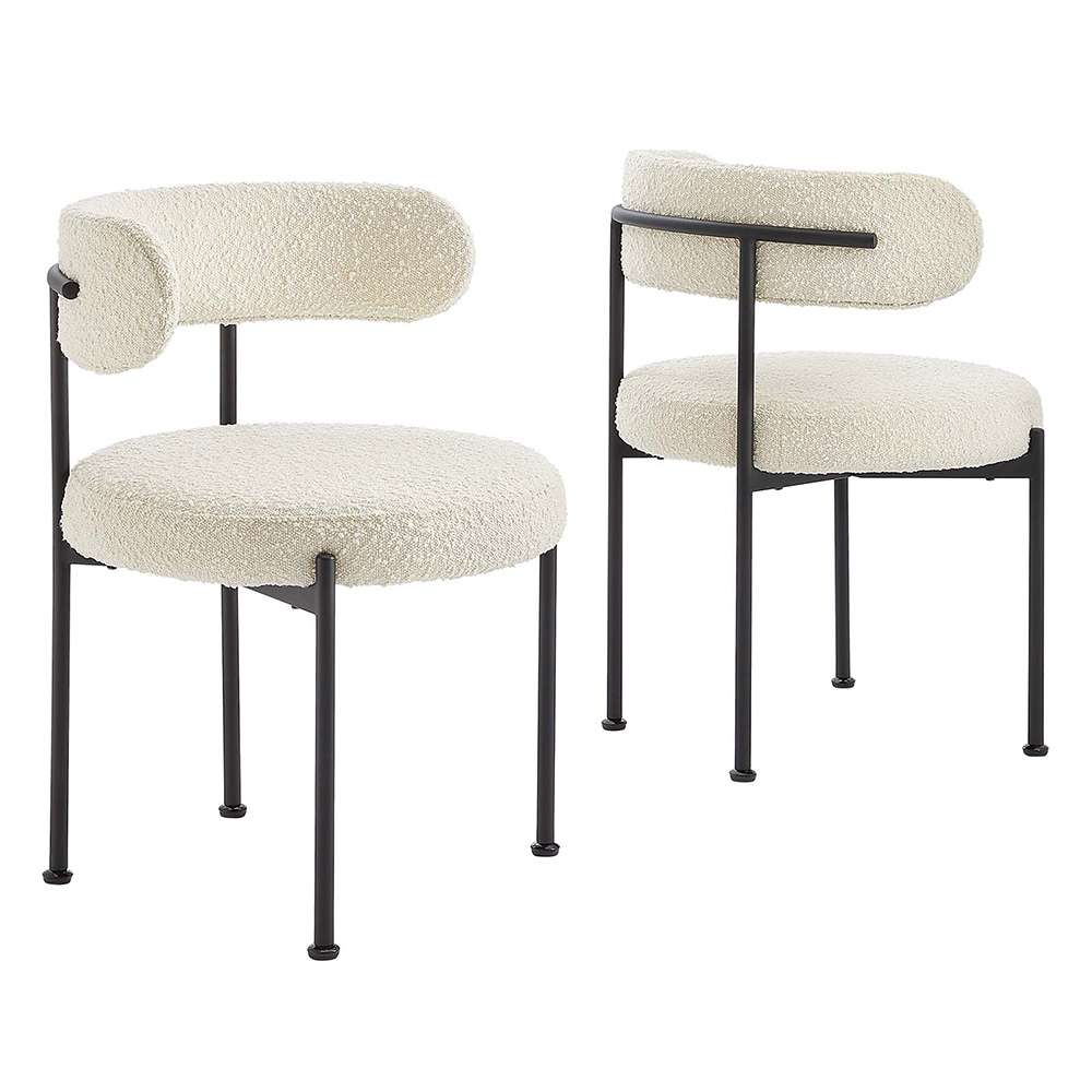 Modway - Albie Boucle Fabric Dining Chairs - (Set of 2) - EEI-6516-IVO-BLK veiw 1