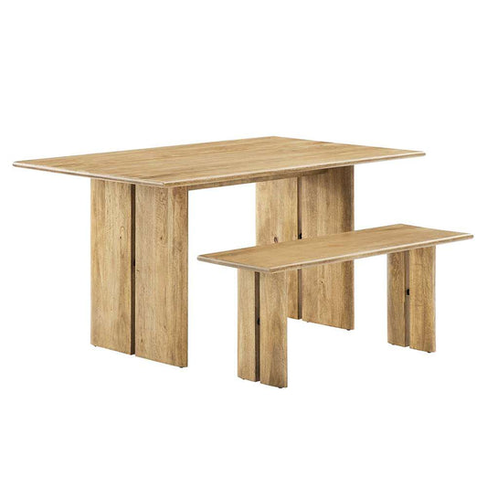 Modway - Amistad 60in Wood Dining Table and Bench Set - EEI-6690-OAK veiw 1