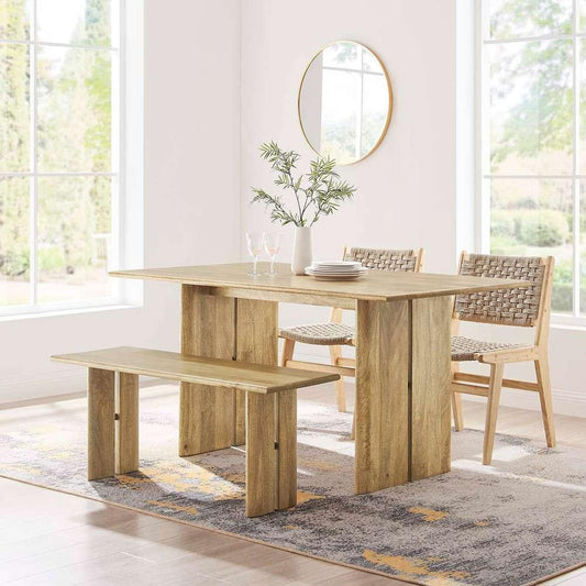 Modway - Amistad 60in Wood Dining Table and Bench Set - EEI-6690-OAK veiw 2