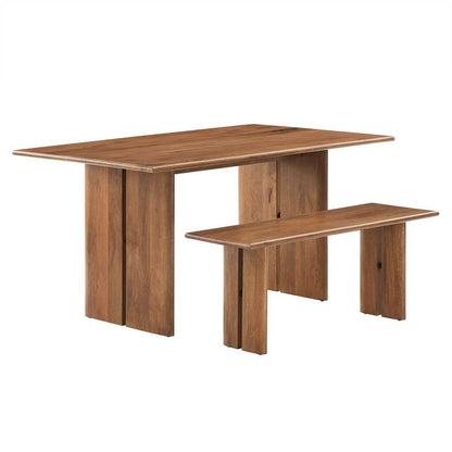 Modway - Amistad 60in Wood Dining Table and Bench Set - EEI-6690-WAL veiw 2
