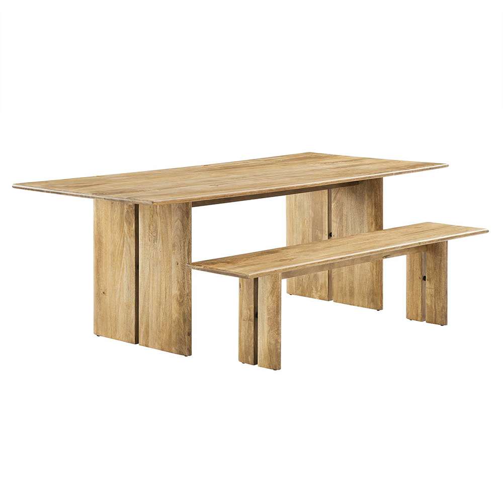 Modway - Amistad 86in Wood Dining Table and Bench Set - EEI-6560-OAK veiw 1