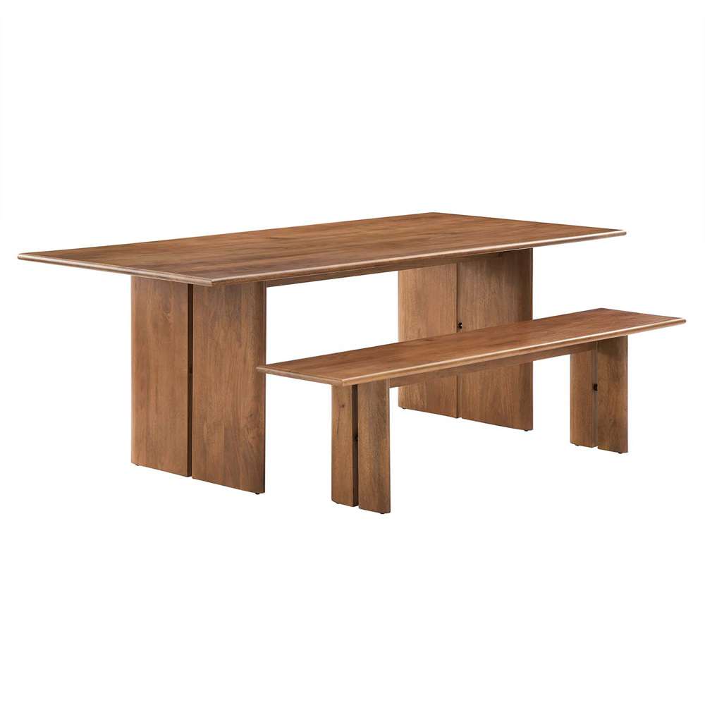 Modway - Amistad 86in Wood Dining Table and Bench Set - EEI-6560-WAL veiw 2