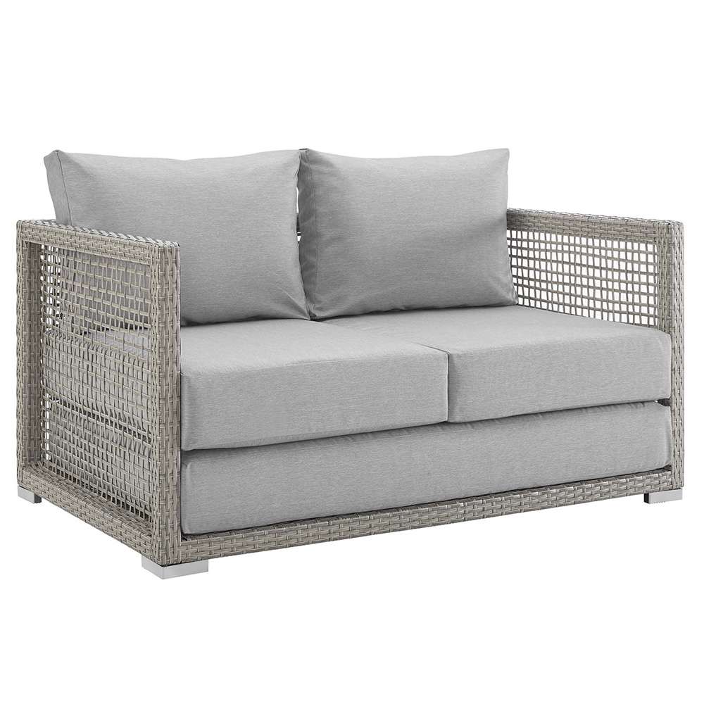 Modway - Aura Outdoor Patio Wicker Rattan Loveseat - EEI-2924-GRY-GRY veiw 1