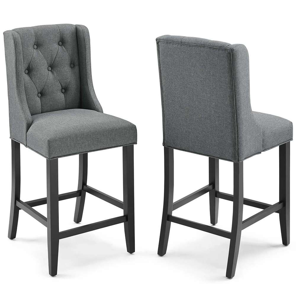 Modway - Baronet Counter Bar Stool Upholstered Fabric (Set of 2) - EEI-4020-GRY veiw 1
