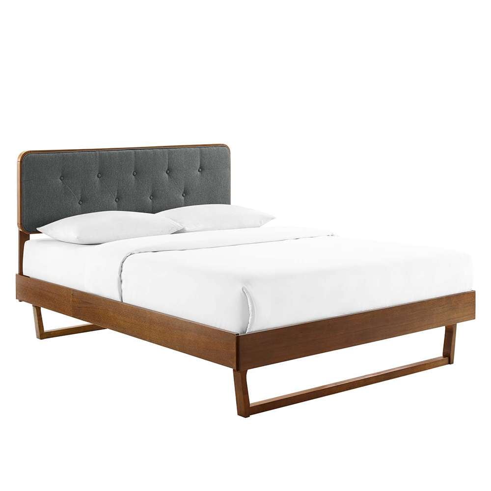 Modway - Bridgette Queen Wood Platform Bed With Angular Frame - MOD-6387-WAL-CHA veiw 1