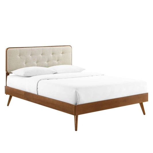 Modway - Bridgette Queen Wood Platform Bed With Splayed Legs - MOD-6388-WAL-BEI veiw 1