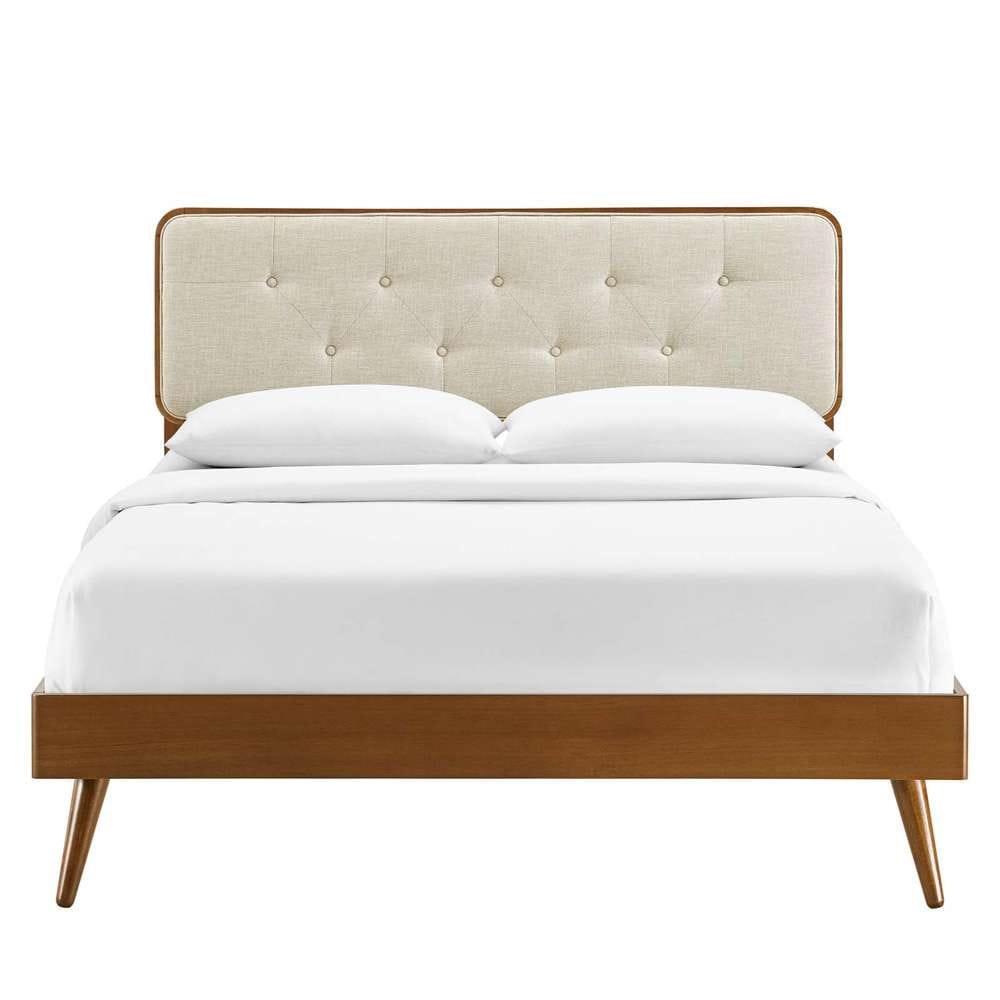 Modway - Bridgette Queen Wood Platform Bed With Splayed Legs - MOD-6388-WAL-BEI veiw 5