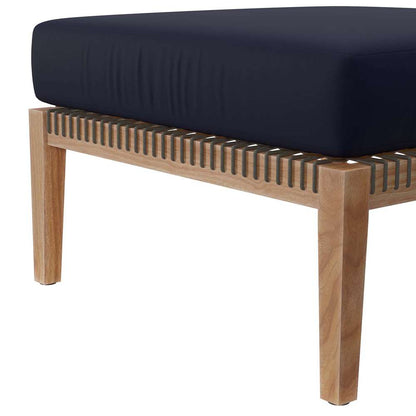 Modway - Clearwater Outdoor Patio Teak Wood 6-Piece Sectional Sofa - EEI-6122-GRY-NAV veiw 6