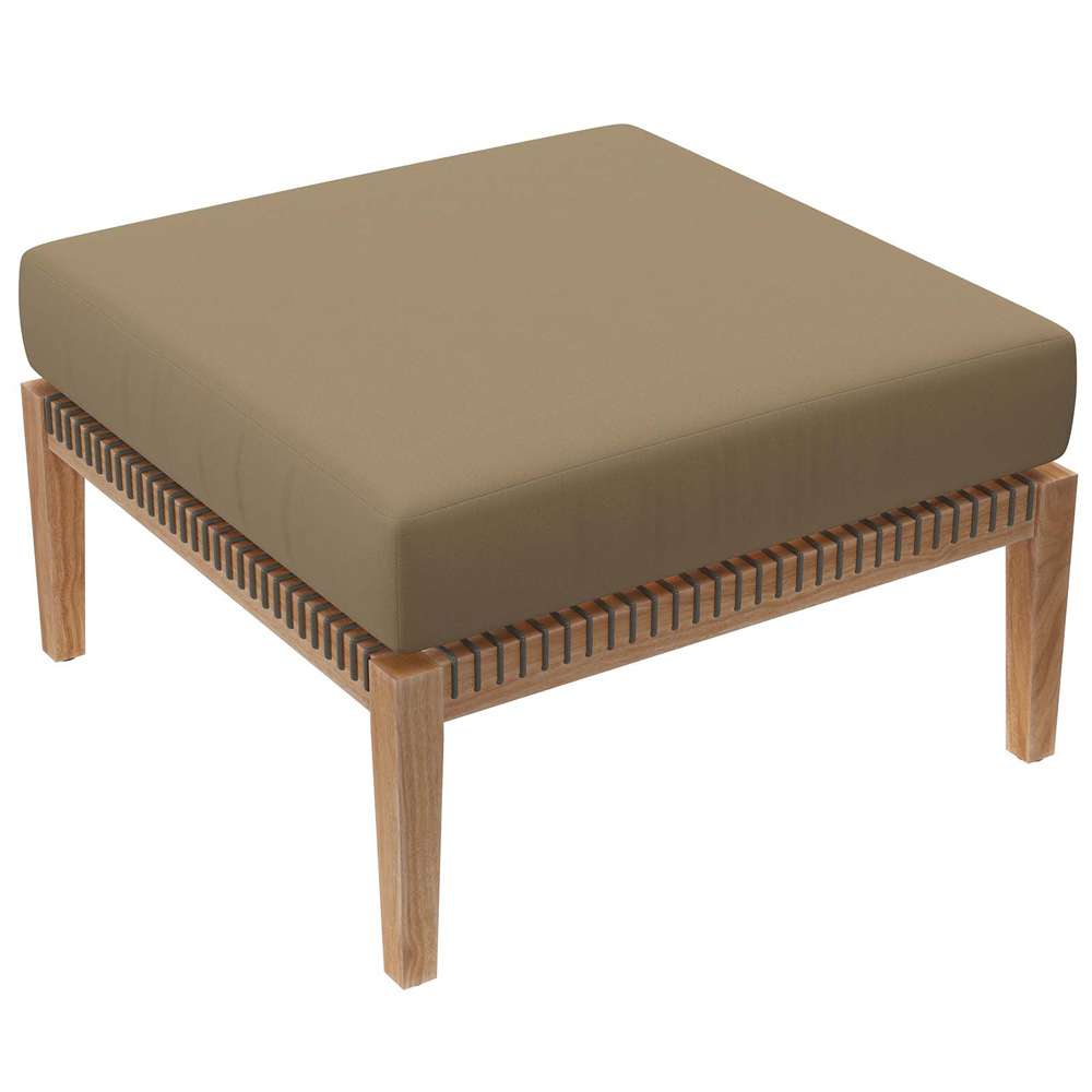 Modway - Clearwater Outdoor Patio Teak Wood 6-Piece Sectional Sofa - EEI-6124-GRY-LBR veiw 4