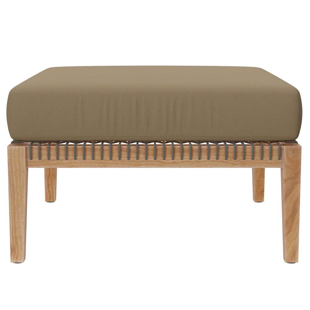 Modway - Clearwater Outdoor Patio Teak Wood 6-Piece Sectional Sofa - EEI-6124-GRY-LBR veiw 5
