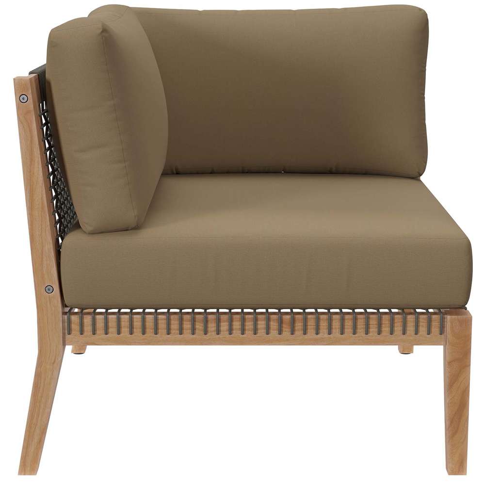 Modway - Clearwater Outdoor Patio Teak Wood 6-Piece Sectional Sofa - EEI-6125-GRY-LBR veiw 6