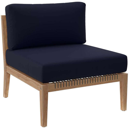 Modway - Clearwater Outdoor Patio Teak Wood Armless Chair - EEI-5856-GRY-NAV veiw 1