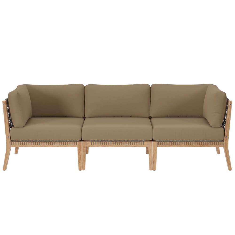 Modway - Clearwater Outdoor Patio Teak Wood Sofa - EEI-6120-GRY-LBR veiw 2