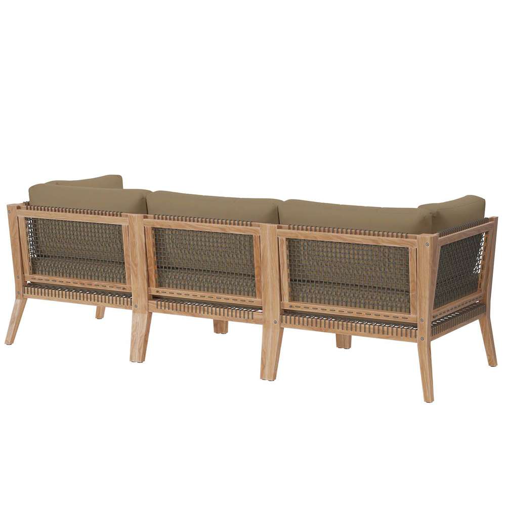 Modway - Clearwater Outdoor Patio Teak Wood Sofa - EEI-6120-GRY-LBR veiw 3