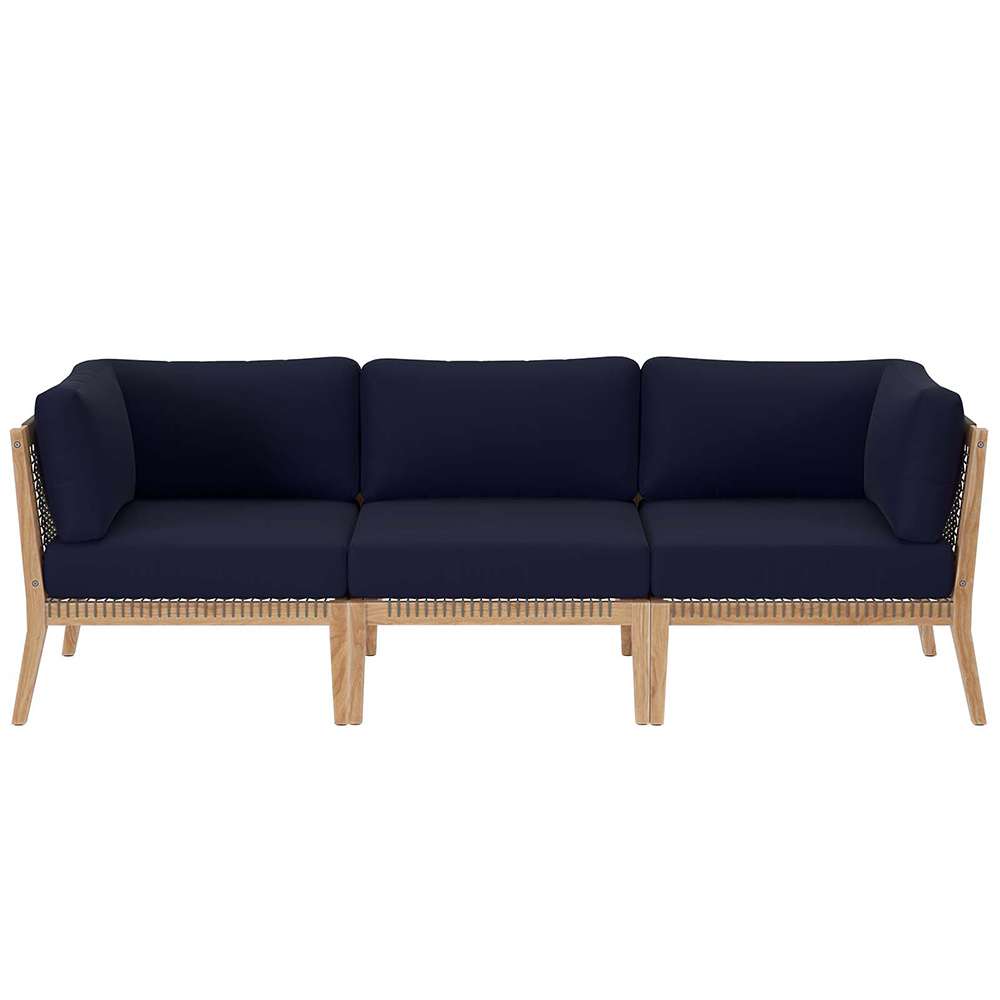 Modway - Clearwater Outdoor Patio Teak Wood Sofa - EEI-6120-GRY-NAV veiw 1