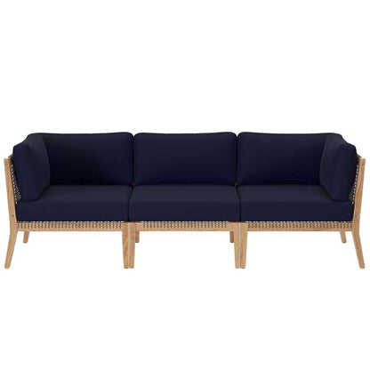 Modway - Clearwater Outdoor Patio Teak Wood Sofa - EEI-6120-GRY-NAV veiw 1