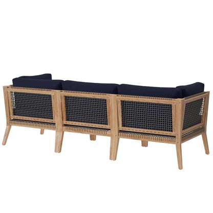 Modway - Clearwater Outdoor Patio Teak Wood Sofa - EEI-6120-GRY-NAV veiw 3
