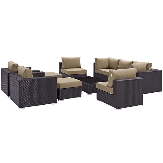 Modway - Convene 10 Piece Outdoor Patio Sectional Set - EEI-2169-EXP-MOC-SET veiw 1