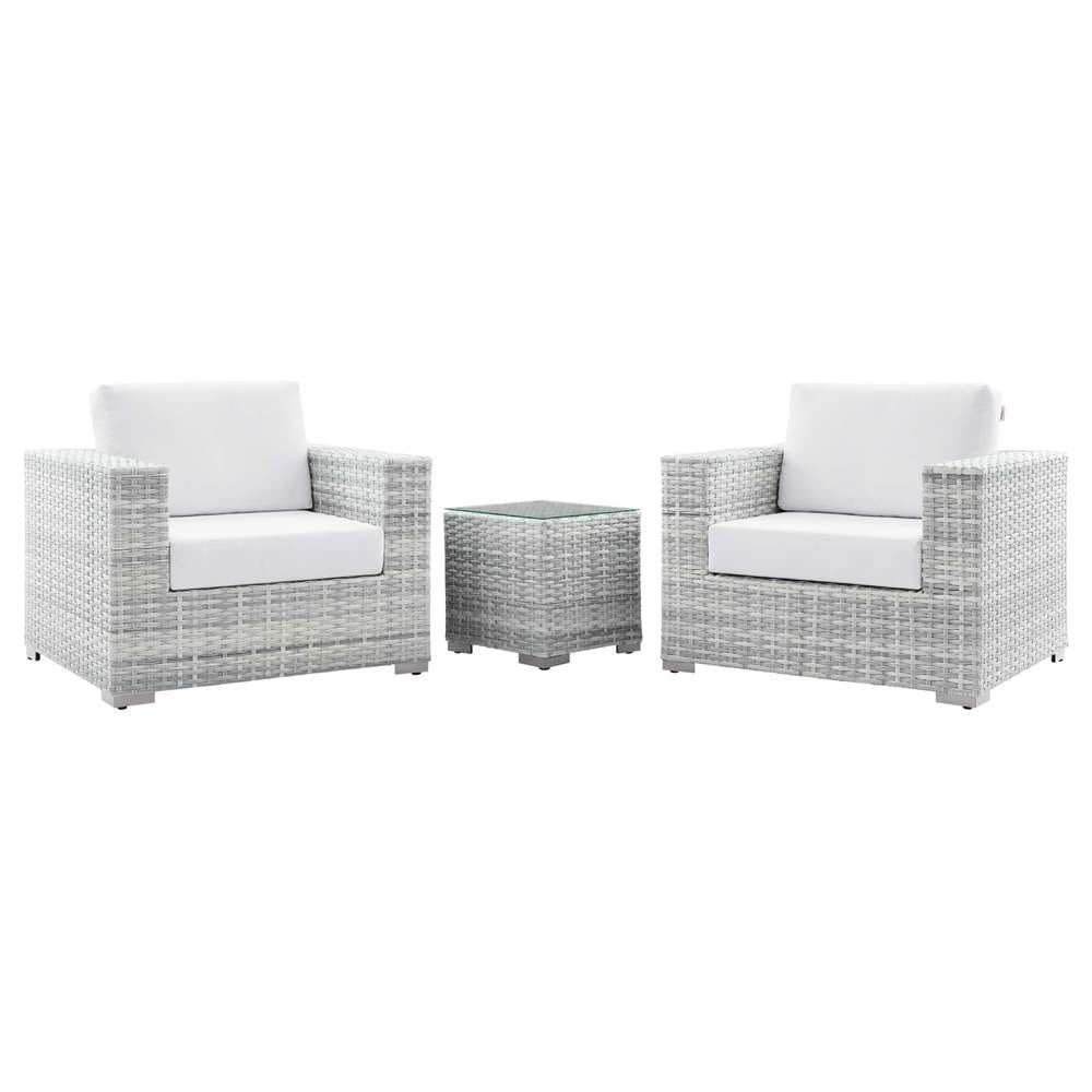Modway - Convene 3-Piece Outdoor Patio Set - EEI-5444-LGR-WHI veiw 2
