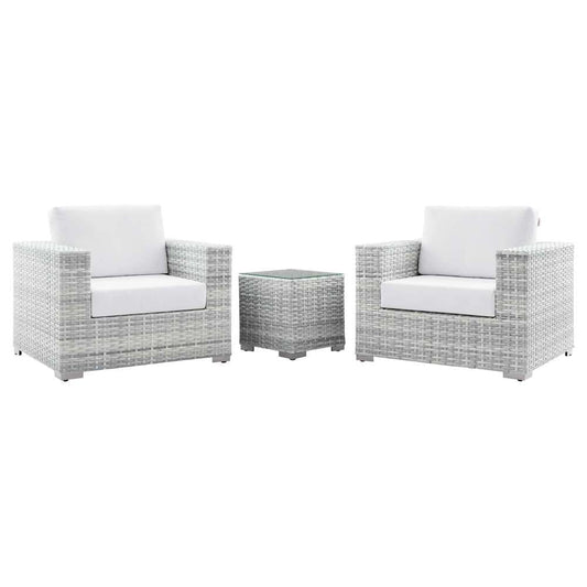 Modway - Convene 3-Piece Outdoor Patio Set - EEI-5444-LGR-WHI veiw 2