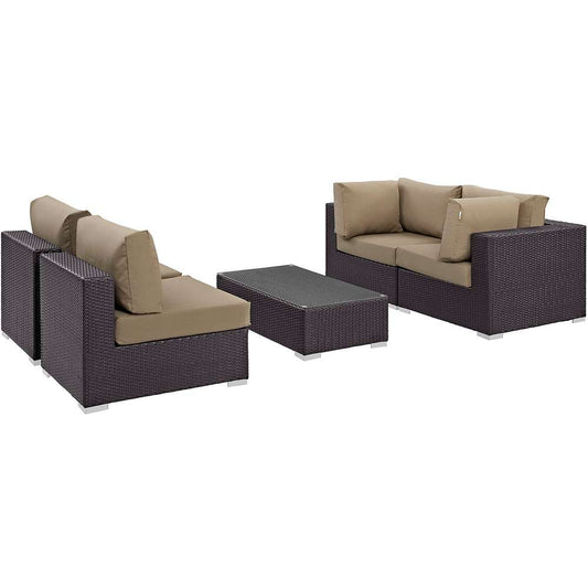 Modway - Convene 5 Piece Outdoor Patio Sectional Set - EEI-2163-EXP-MOC-SET veiw 1