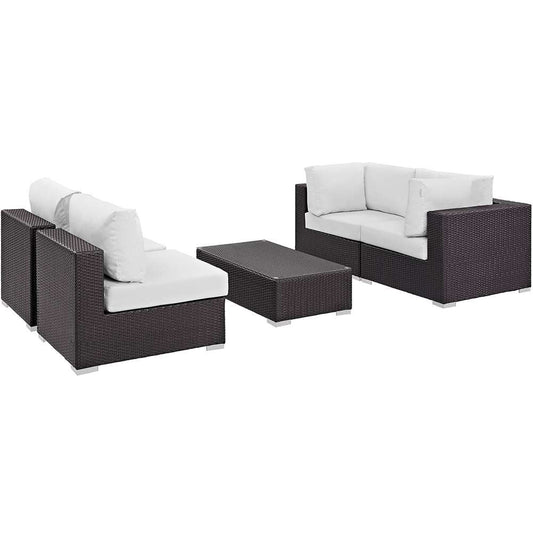 Modway - Convene 5 Piece Outdoor Patio Sectional Set - EEI-2163-EXP-WHI-SET veiw 1