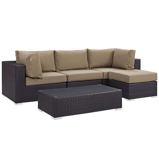 Modway - Convene 5 Piece Outdoor Patio Sectional Set - EEI-2172-EXP-MOC-SET veiw 1