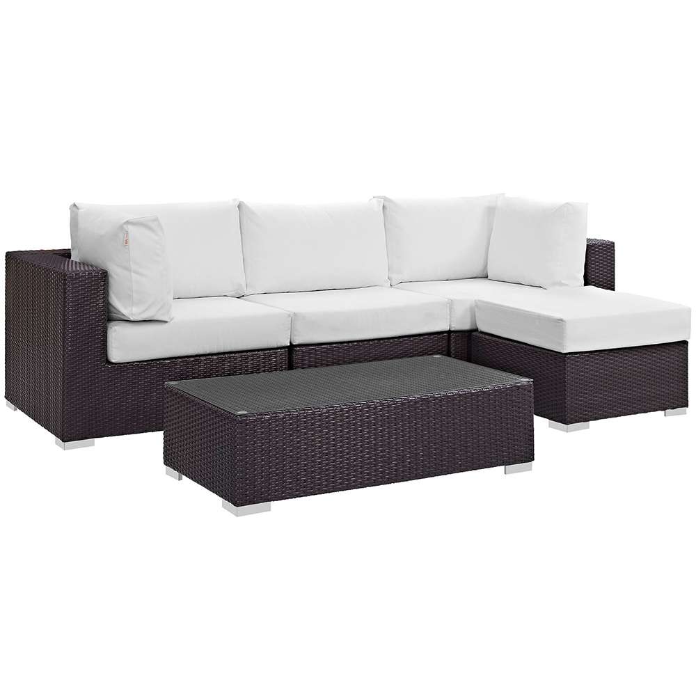 Modway - Convene 5 Piece Outdoor Patio Sectional Set - EEI-2172-EXP-WHI-SET veiw 1