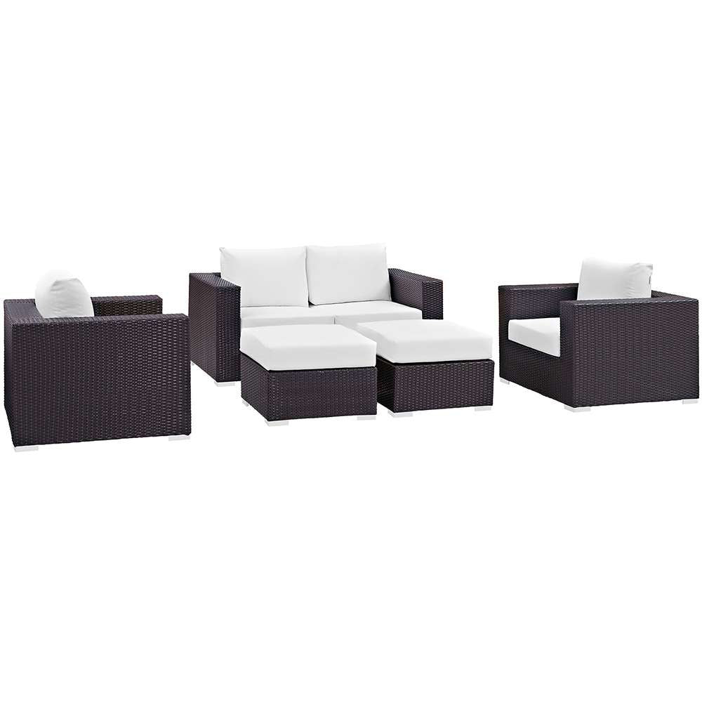 Modway - Convene 5 Piece Outdoor Patio Sofa Set - EEI-2158-EXP-WHI-SET veiw 1