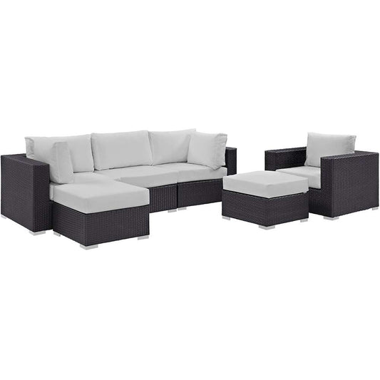 Modway - Convene 6 Piece Outdoor Patio Sectional Set - EEI-2207-EXP-WHI-SET veiw 1