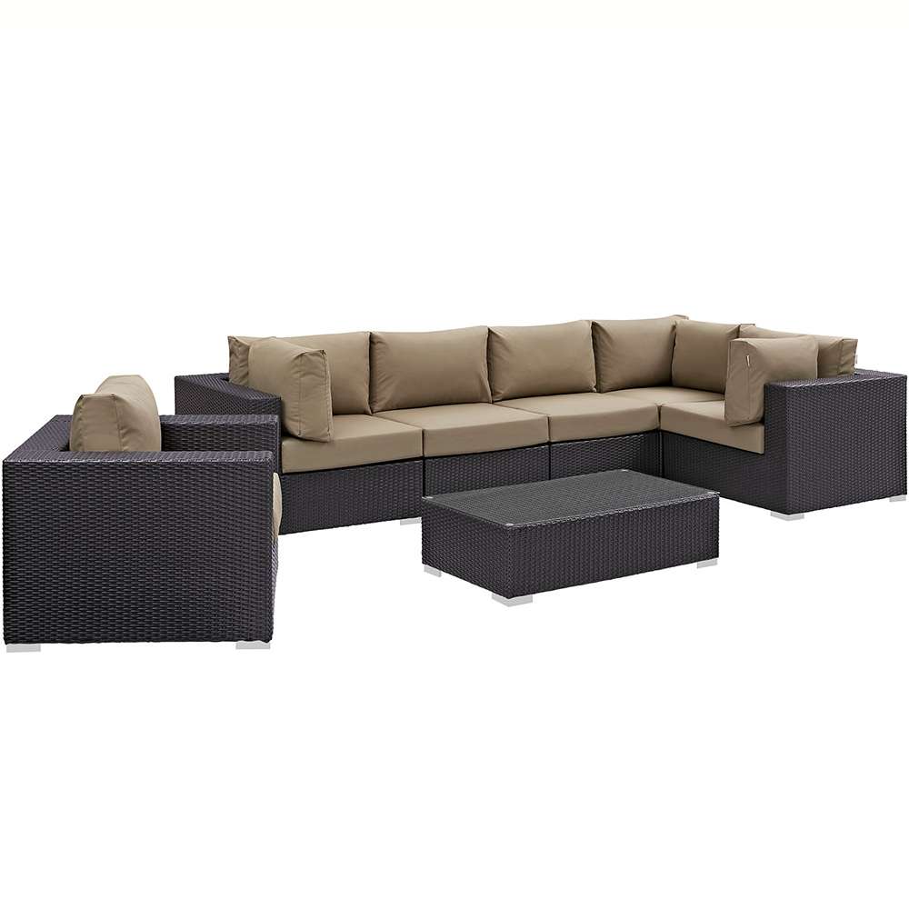 Modway - Convene 7 Piece Outdoor Patio Sectional Set - EEI-2157-EXP-MOC-SET veiw 1