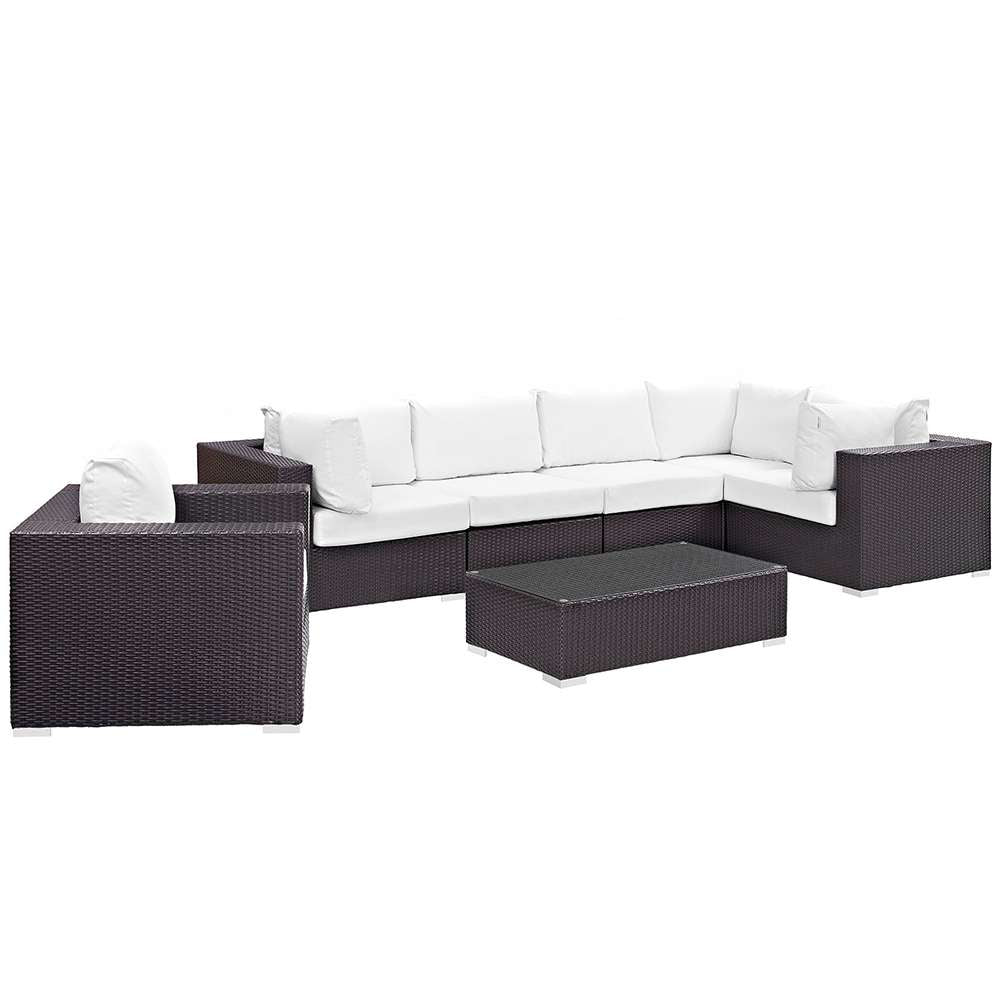 Modway - Convene 7 Piece Outdoor Patio Sectional Set - EEI-2157-EXP-WHI-SET veiw 1